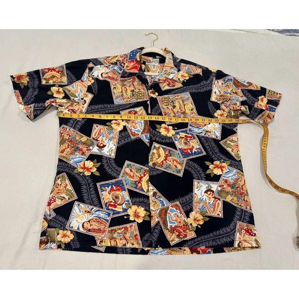 Hilo Hattie Vintage Hawaiian Shirt Coconut Button Tropical Luau Aloha ukulele XL